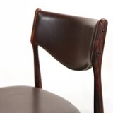 Set of 4 Johannes Andersen dining chairs in Rosewood with brown leather