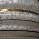 Large French Vintage White and Gold Clichy Glass Replacement Light Shade