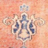 Orange & blue oriental turkish vintage rug