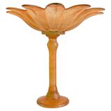 Art Nouveau Glass Compote Vase, Palm Tree Design, French, Early 20th-C