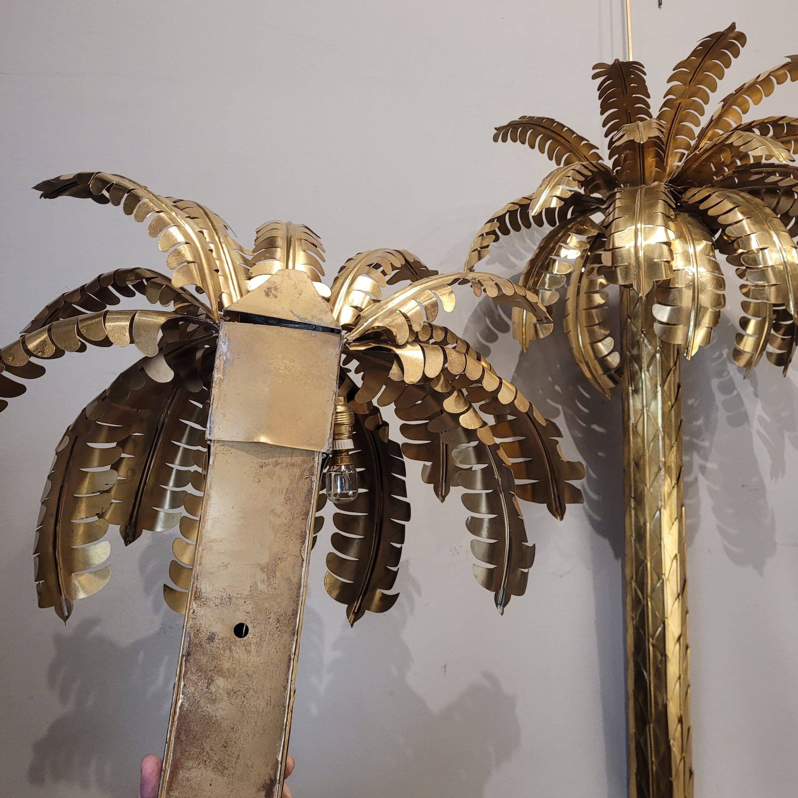 Pair of "Palmeras" lamps, Christian Techoueyres for Maison Jansen, gilded brass, 1970s – France