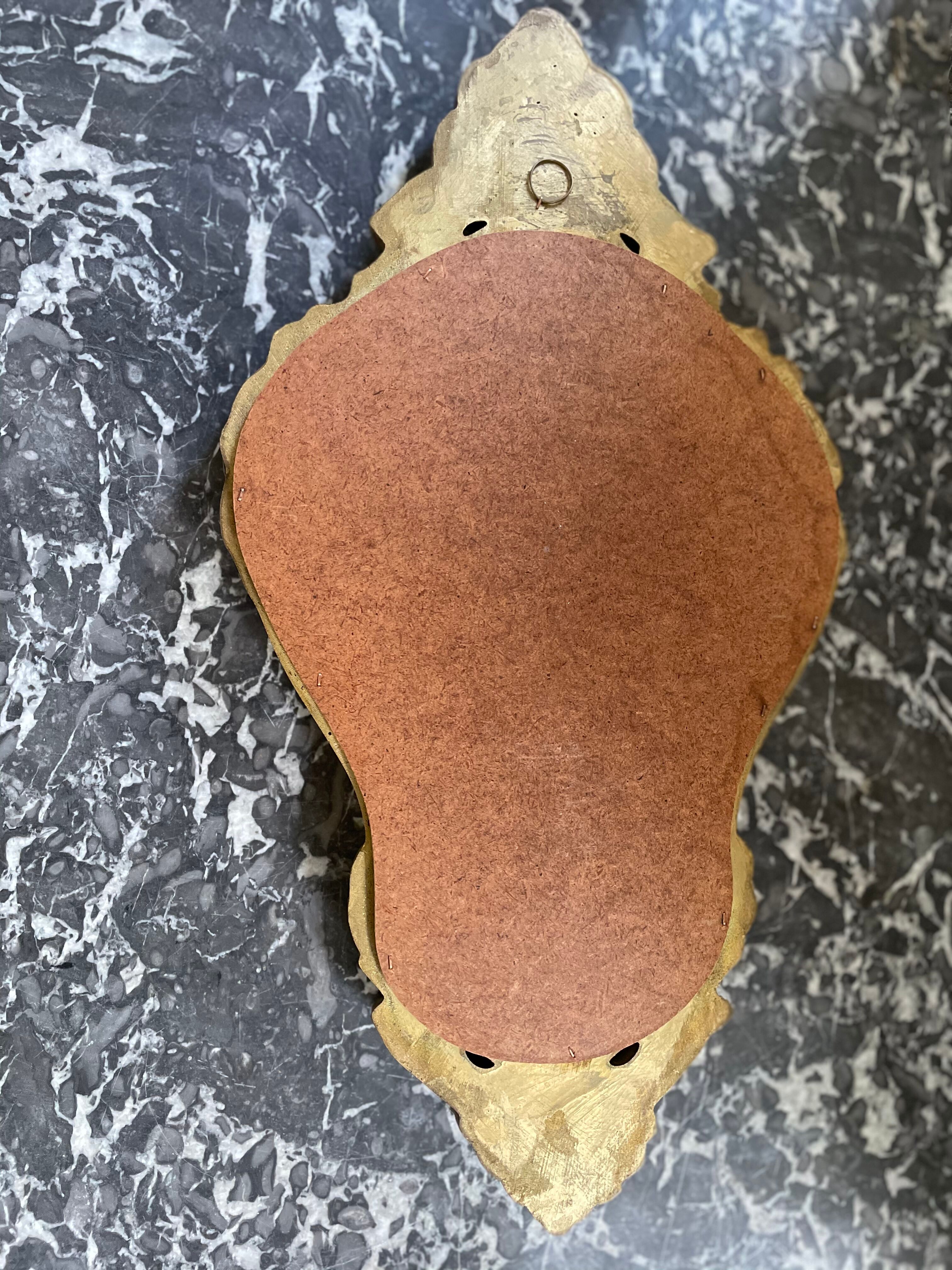 Golden mirror decorated with rose 60s - 43x23cm