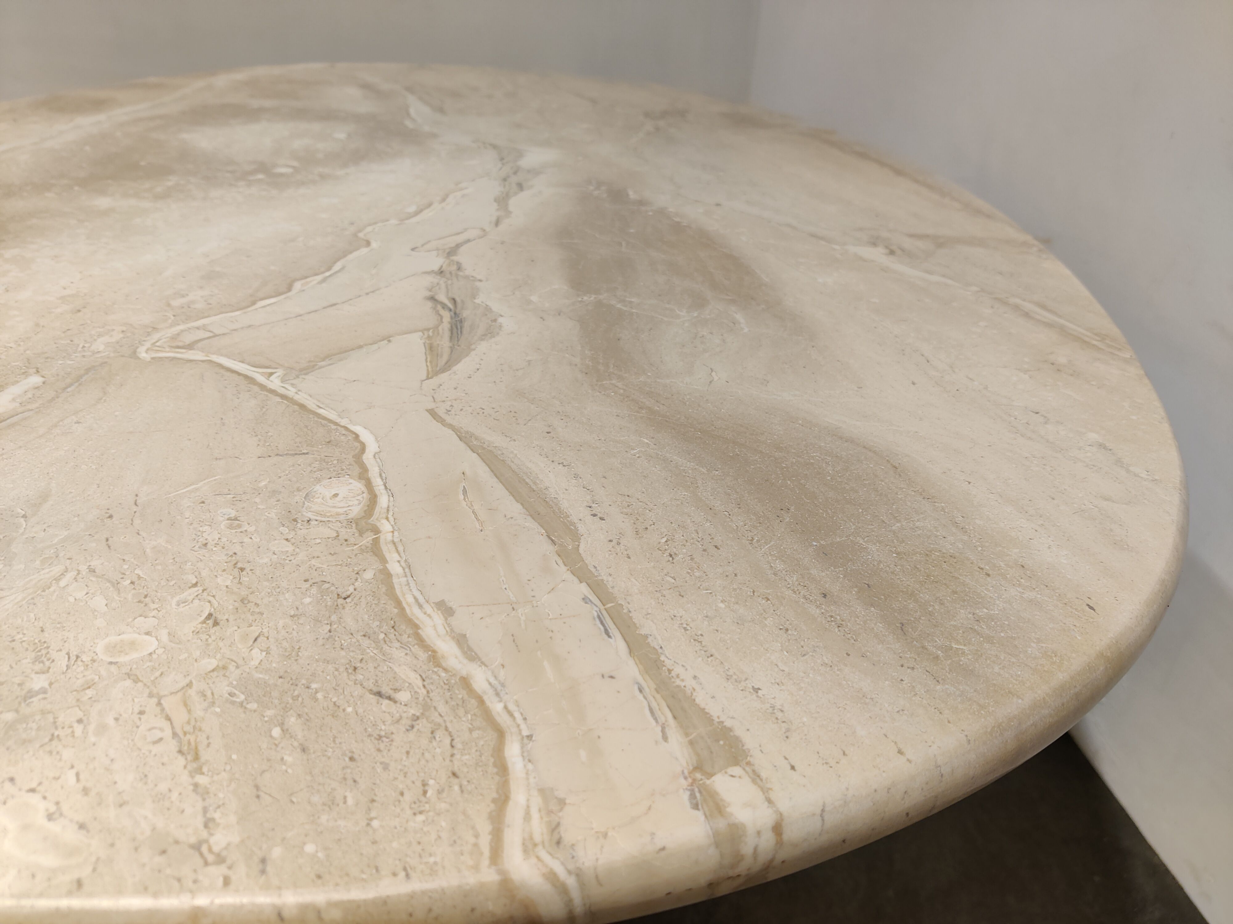 Vintage oval travertine dining table, 1970s
