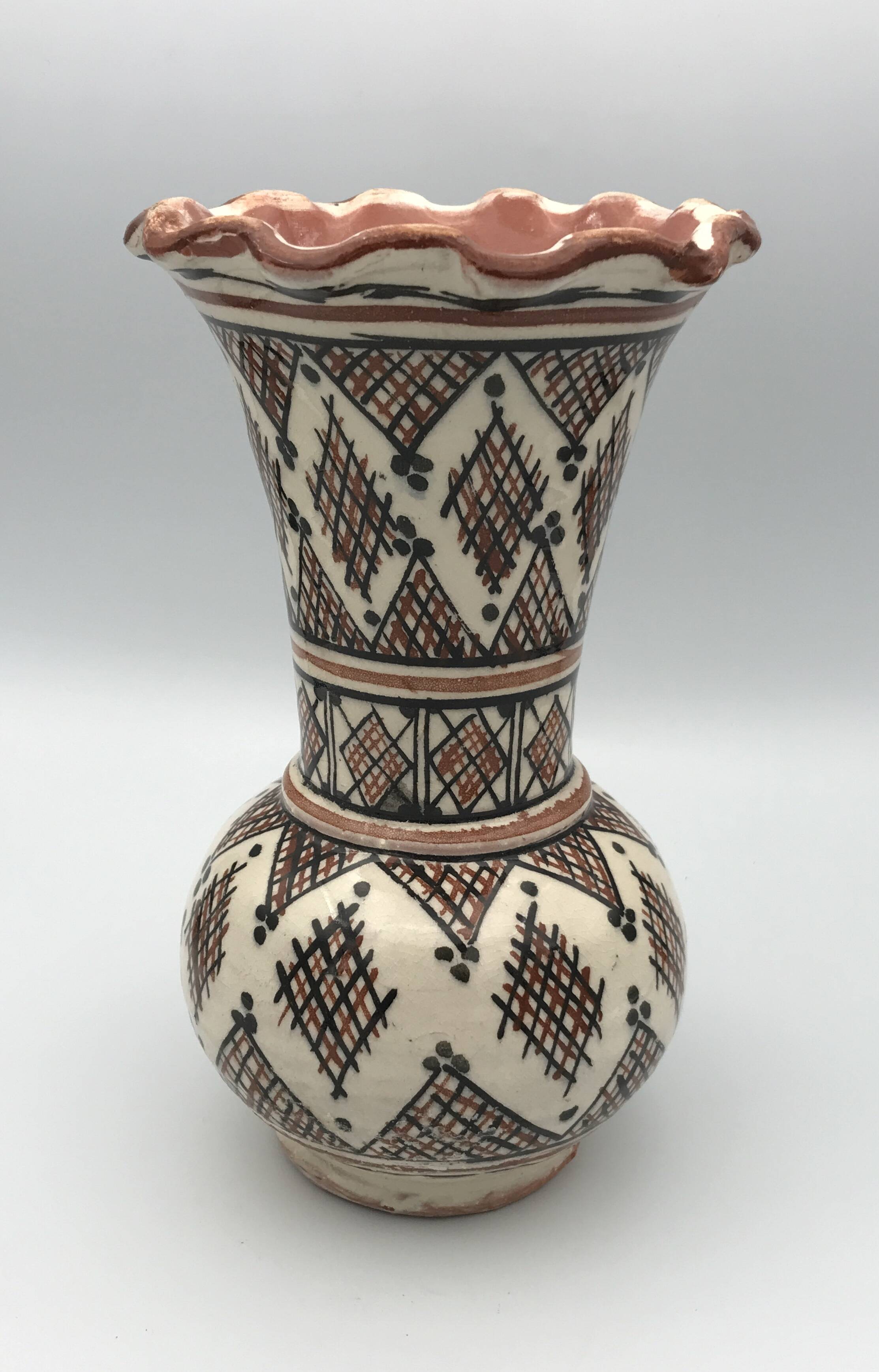 Vintage safi glazed ceramic vase with collar