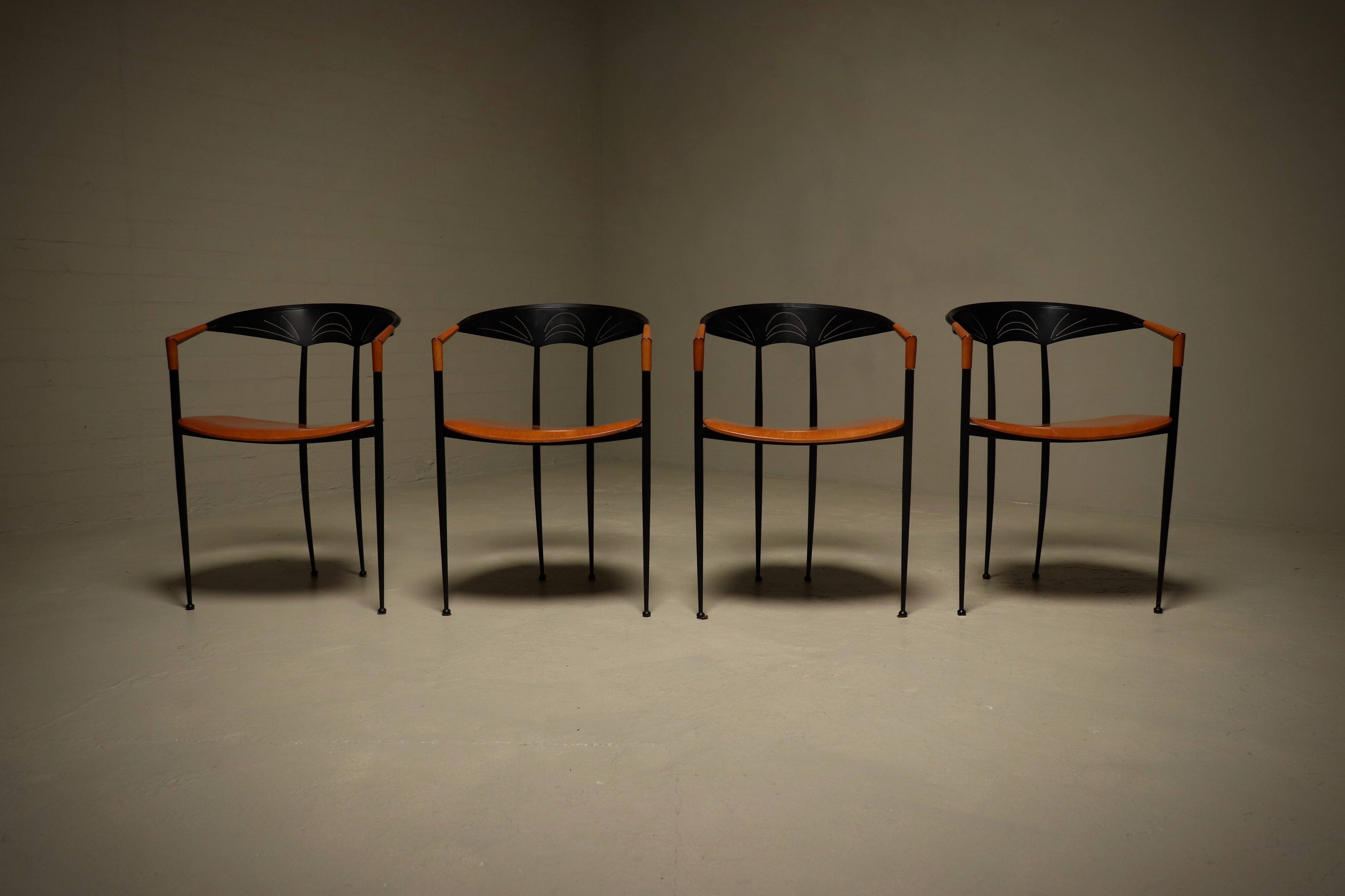 Set of 4 Post Modern Dining Chairs by Tetide Italy 1980s