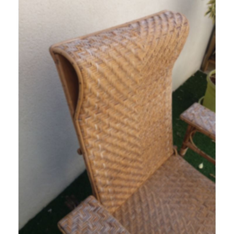 Transat chaise longue en rotin des années 30