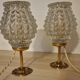Duo lamps chiseled glass antique bronze base