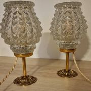 Duo lampes verre ciselé pied bronze ancien