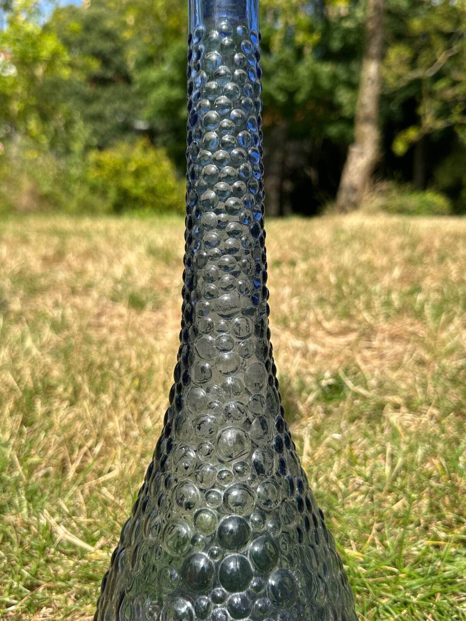 Carafe empoli violet mauve petits bulles hobnail