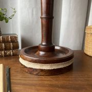 Large mahogany lamp with straw shade – "travel" spirit