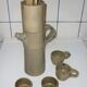 High coffee or teapot and 4 cups in sandstone