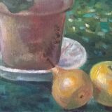 Painting “Red Begonia in pot”