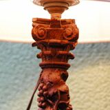Carved wooden lamp, Corinthian column, 17th century