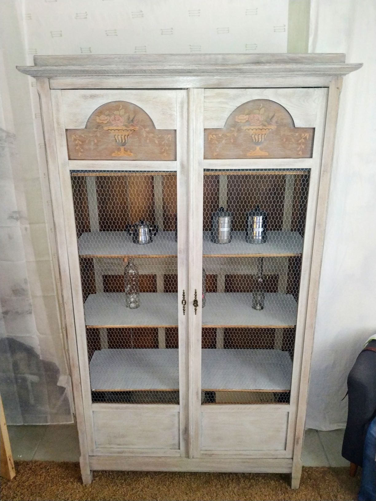 Old wardrobe all solid oak and marquetry