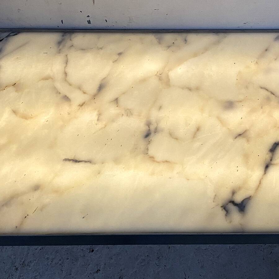 Metal and Carrara marble console