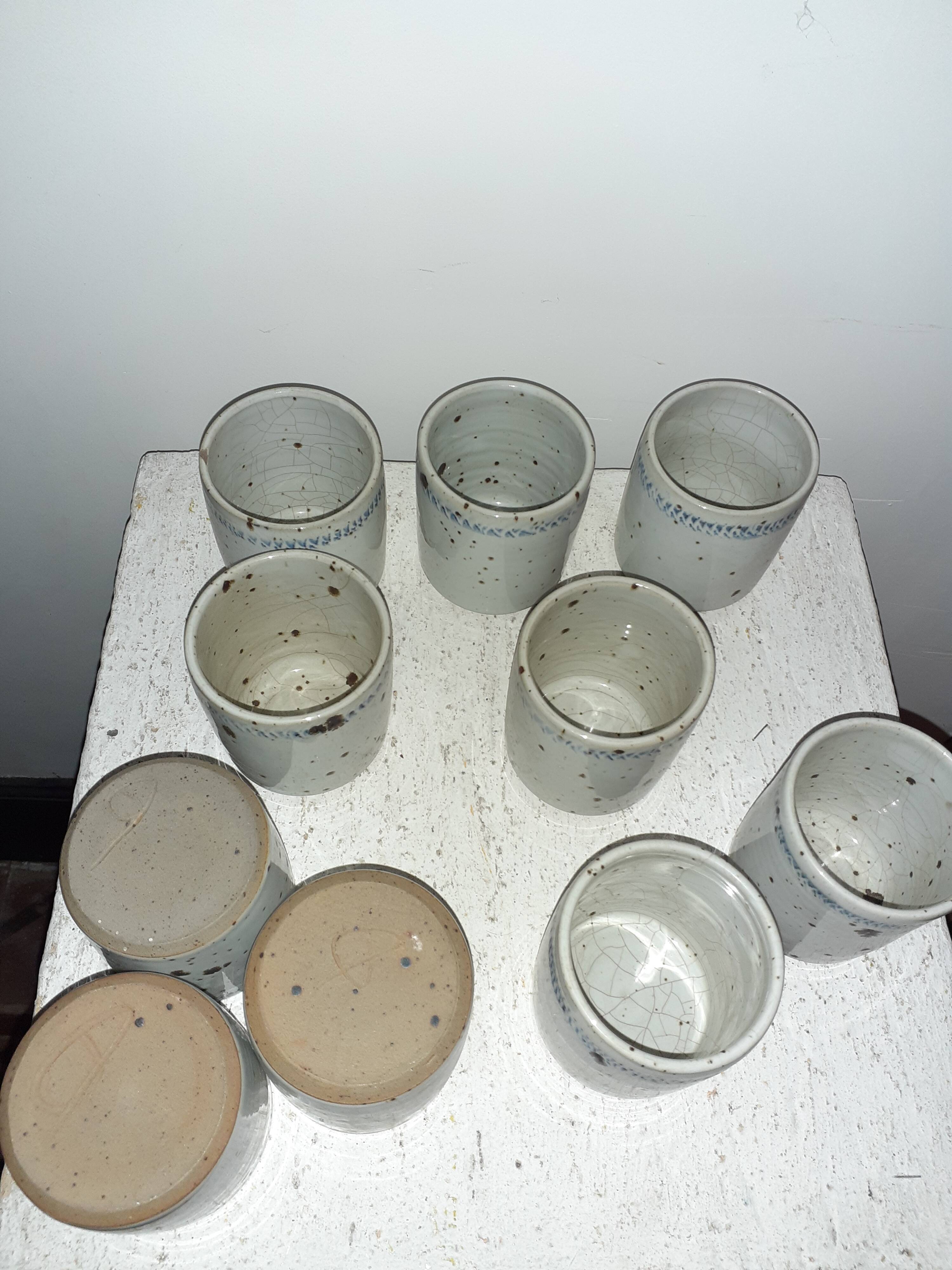 10 cups in enamelled pyrity stoneware