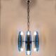 1970s Gorgeous Blue and Smoked Glass Pendant Lamp by Veca. Made in Italy
