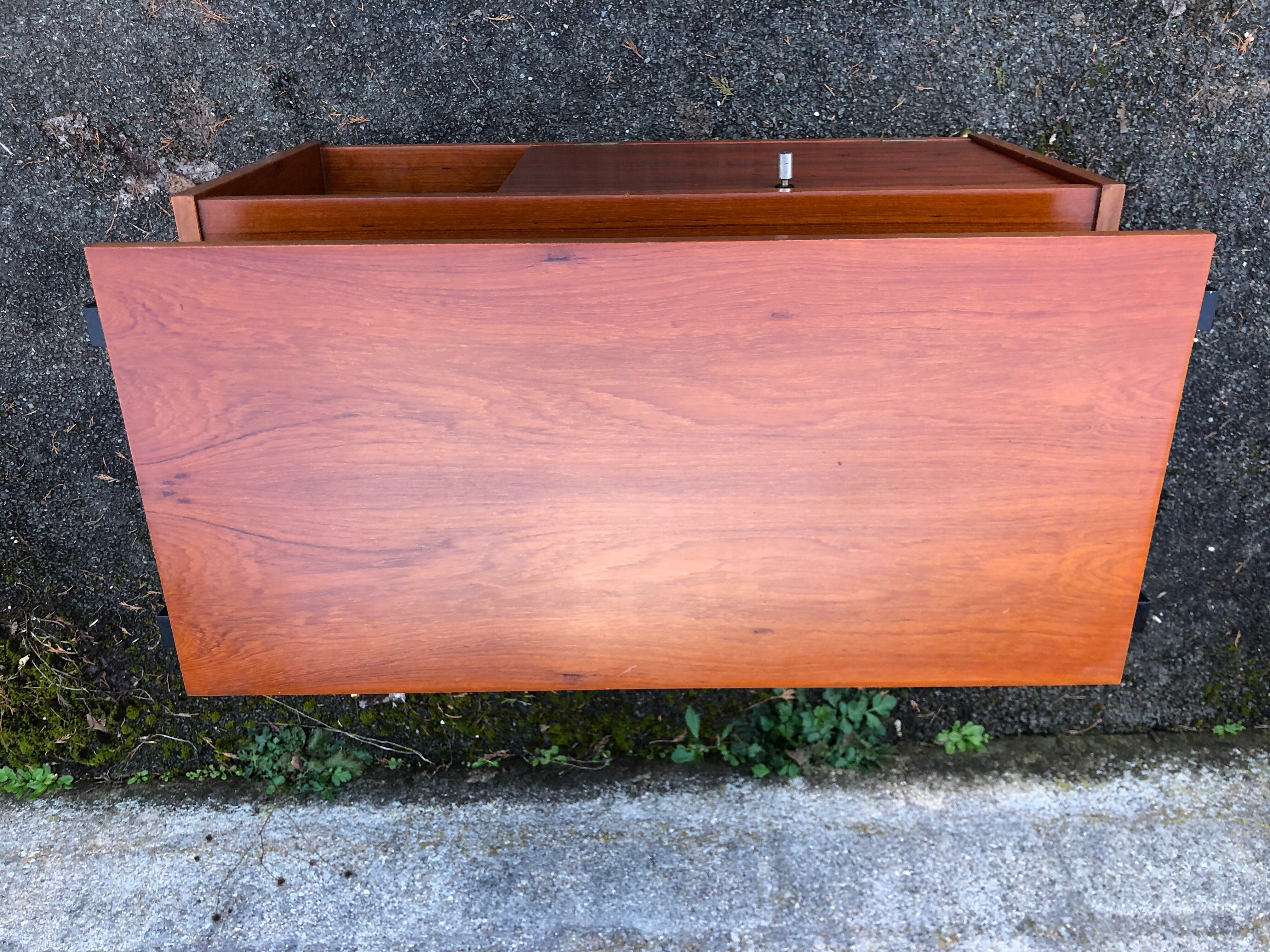 1960 wheeled furniture wood and black metal