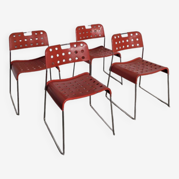 Ensemble de 4 chaises empilables Omstak Rodney Kinsman pour Bieffeplast, 1960