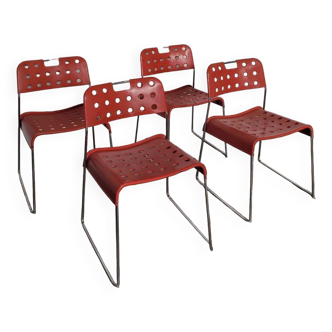 Set of 4 Omstak Rodney Kinsman stacking chairs for Bieffeplast, 1960s