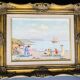 Table: Oil on canvas - lively beach landscape