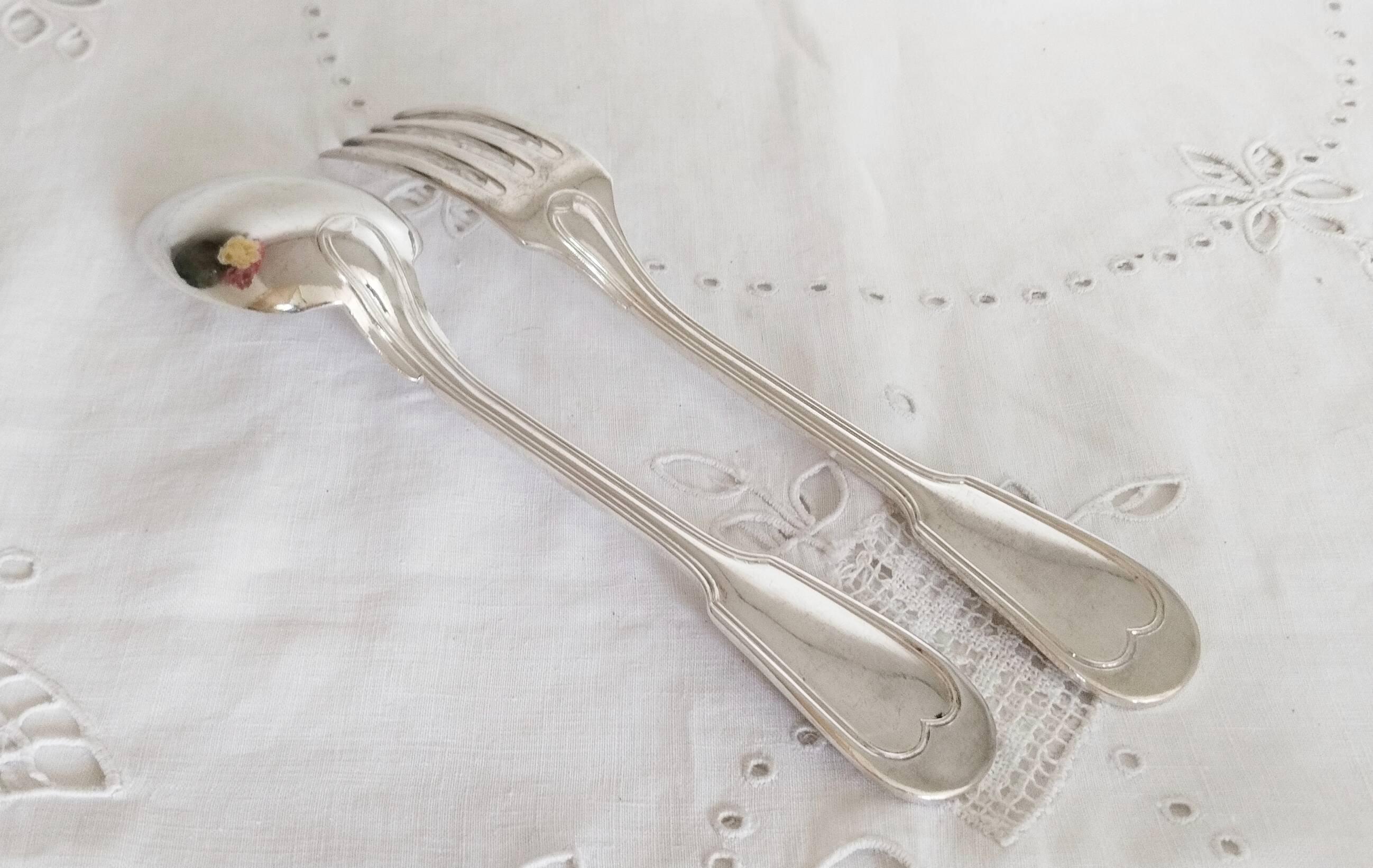 Ercuis silver-plated cutlery set, 11 forks and 11 spoons