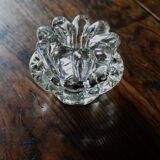 Set of 2 vintage glass candle holders with flower carving