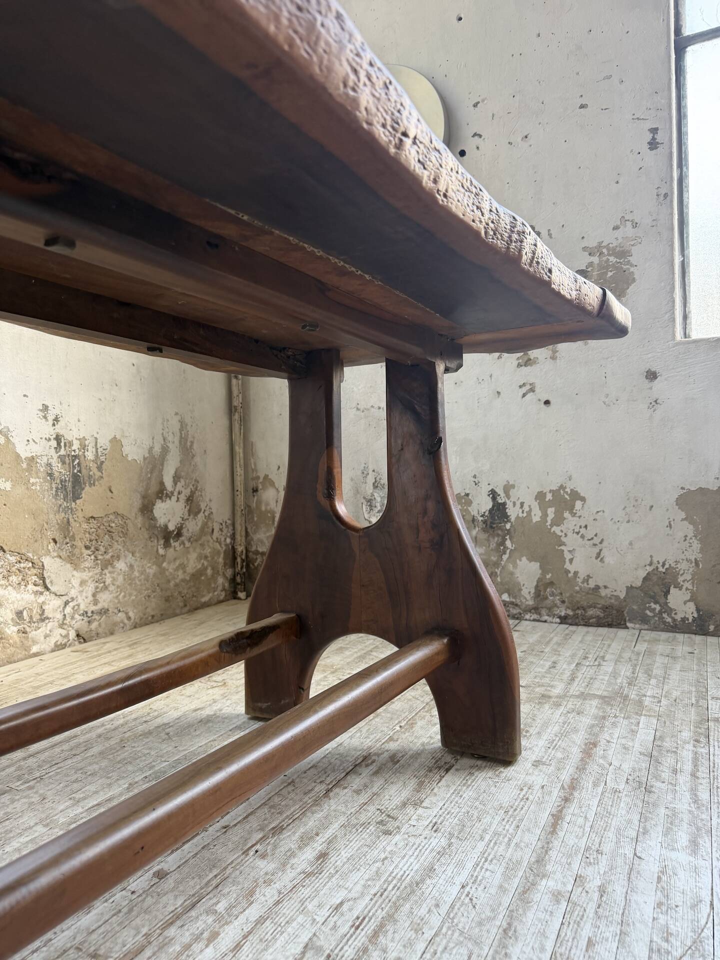 Dining table in solid olive wood Maison Skela 1960