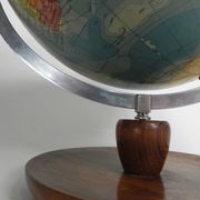 Paper mache globe on wooden base, 1960s