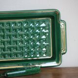 Green and gold ceramic dish