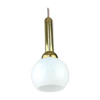 Vintage gold & opaline pendant lamp