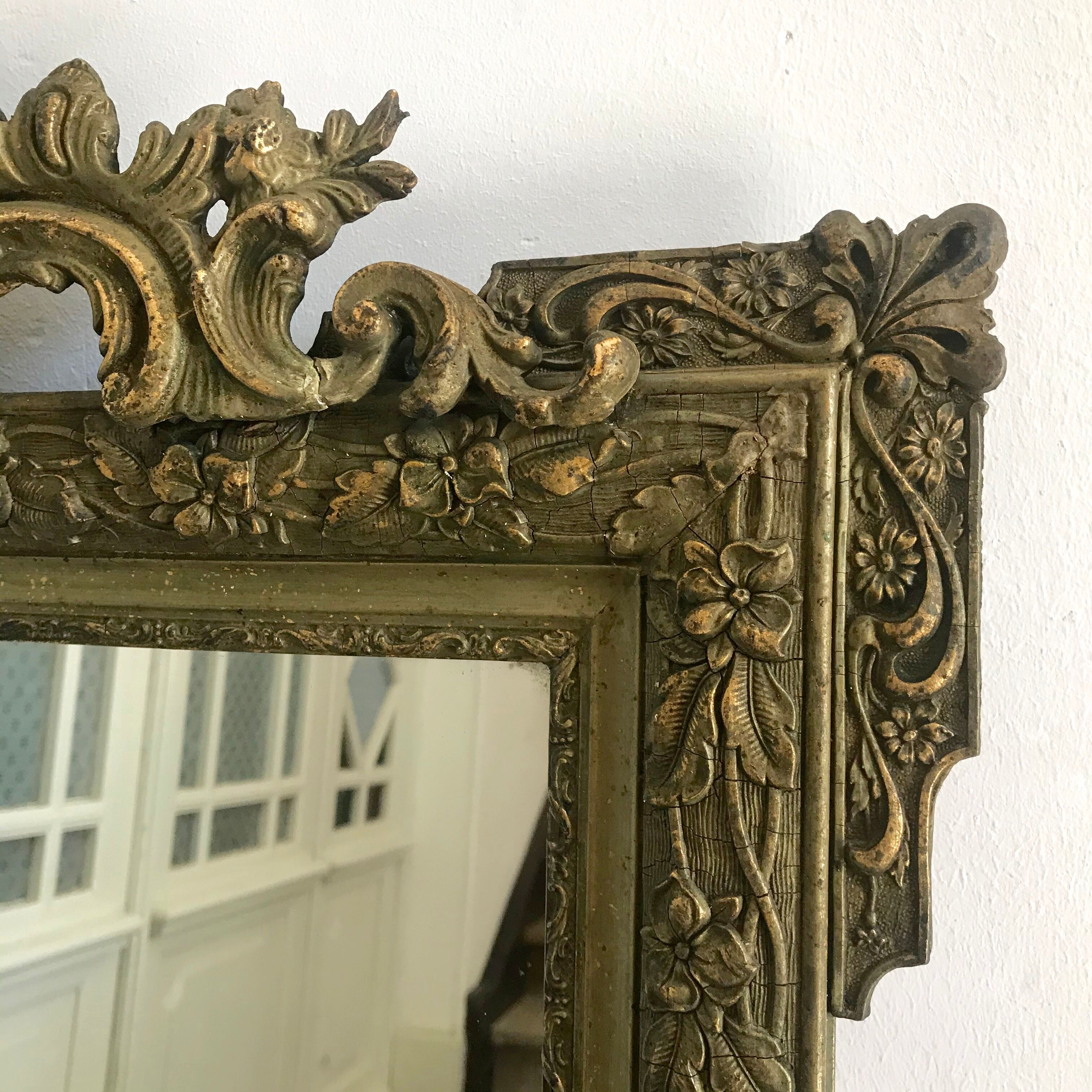 Pediment fireplace mirror 70x120cm