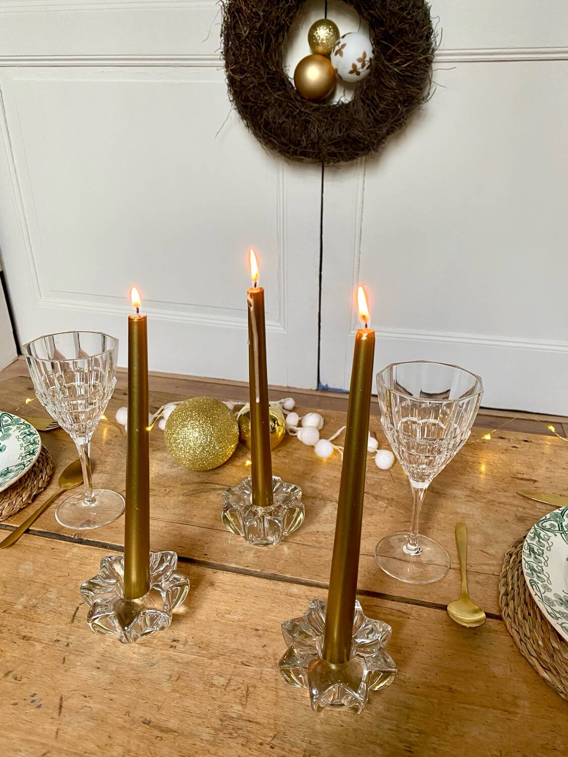 Set of 3 Pierre d'Avesn style glass candle holders