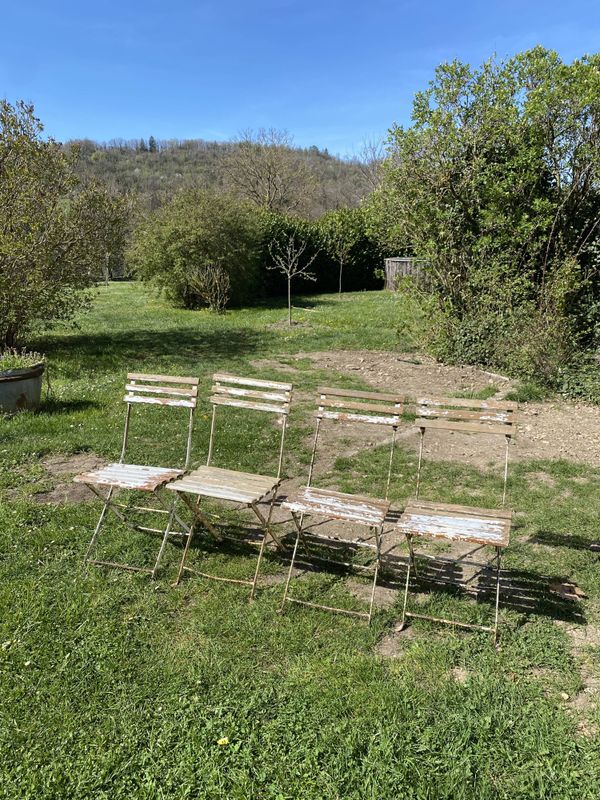 4 chaises de jardin pliantes en bois et métal