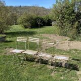 Set of 4 folding garden chairs in wood and metal