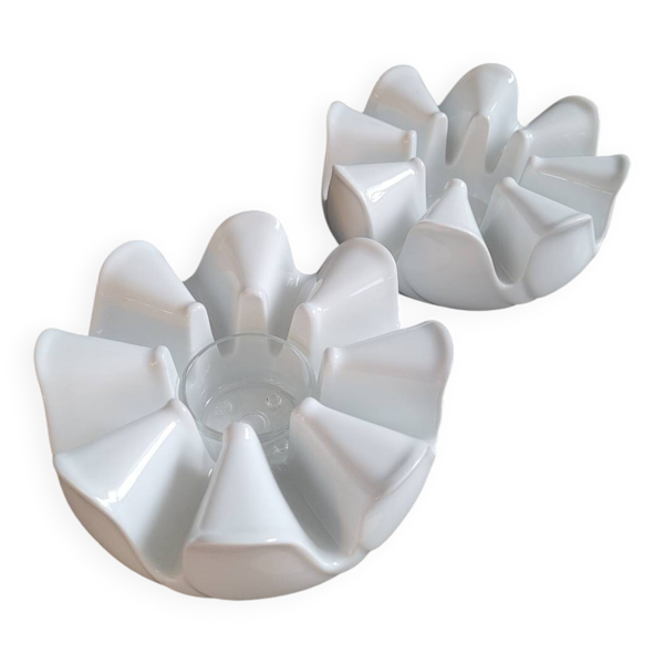 Paire de bougeoirs en porcelaine de Bavière,  Seltmann Weiden