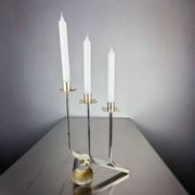 Art Deco 3-flame candelabra in stainless steel, France