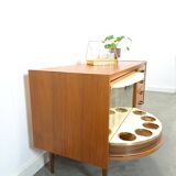 Fineer dressoir met draaibare bar en lades, barkast