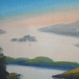 Painting „The Landscape with Hills”, Scandinavian design, 1970s, by V. Kier