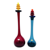 2 XL sculptural carafes Silesia Kaspar Design Memphis (40&45cm) 1970