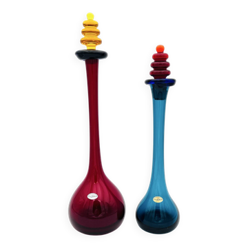 2 Carafes sculpturales XL Silesia Kaspar Design Memphis (40&45cm) 1970