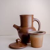 Handcrafted stoneware teapot with strainer