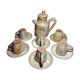 Set of 6 cups and under cups and teapot vered terracotta coffee
