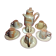 Set of 6 cups and under cups and teapot vered terracotta coffee