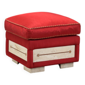 Vintage pouf in fabric and faux marble, Italy, 1950s-1960s.