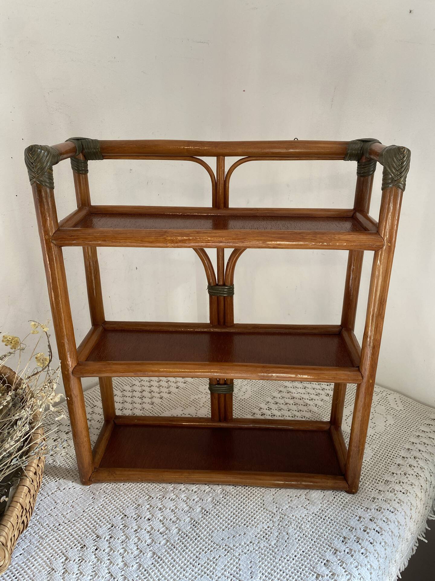 Bamboo and rattan shelf, 1970s