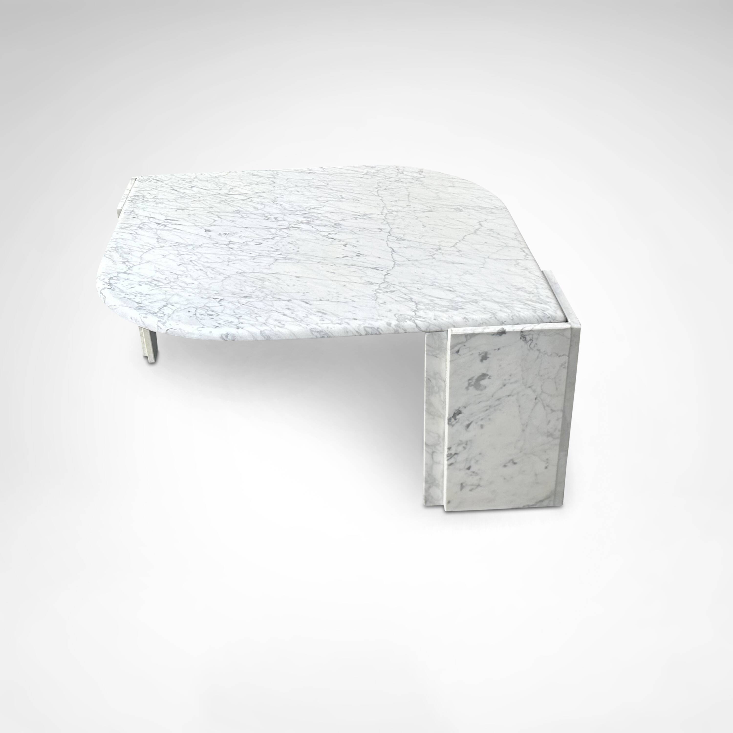 Carrara marble teardrop coffee table Germany 1980s