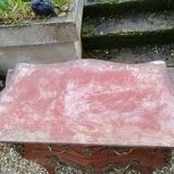 Louis xv style marble top marquetry chest of drawers