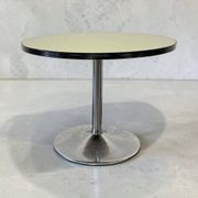 Vintage mint green round coffee table/side table with chrome legs.