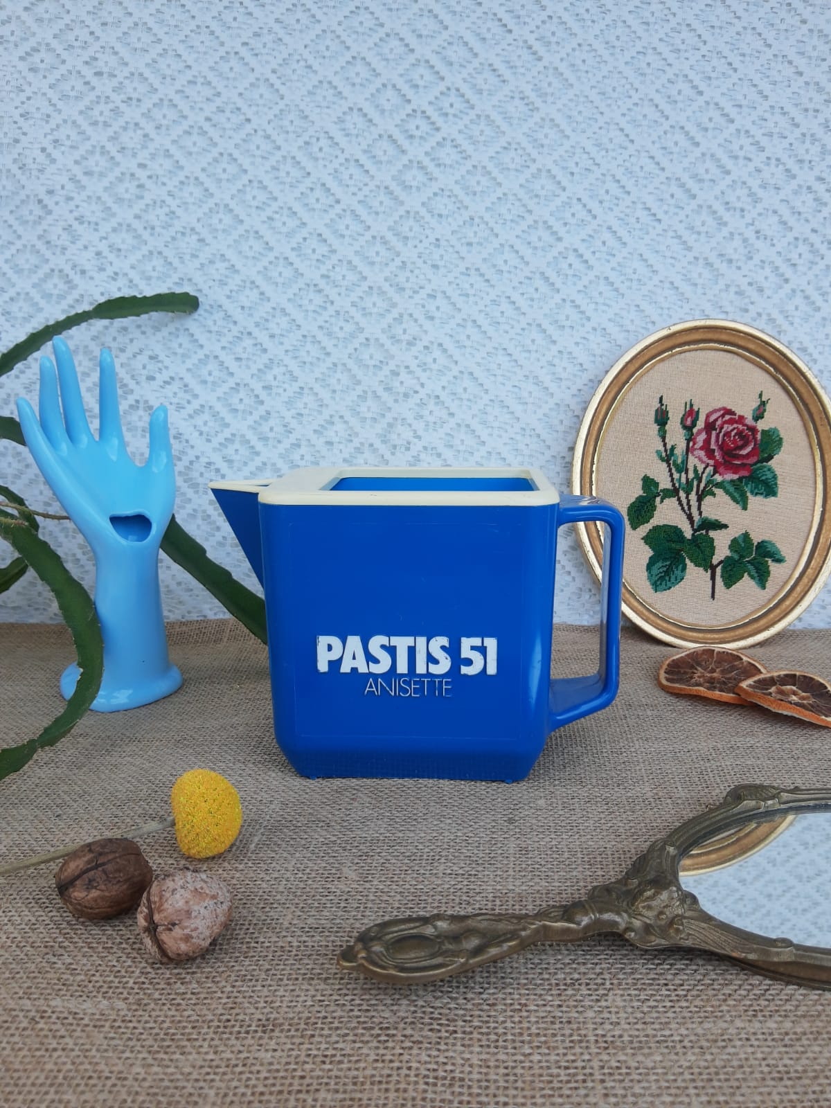 Vintage pastis 51 blue plastic decanter